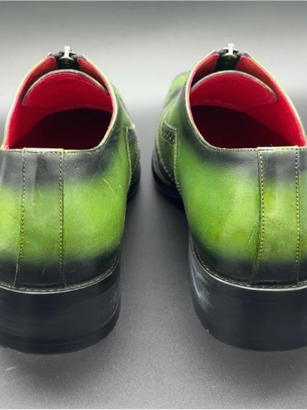 Why Not by Larritus Green two tone Leather Shoe, Oxford Lace up Dress Shoe